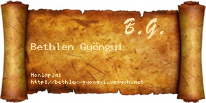 Bethlen Gyöngyi névjegykártya